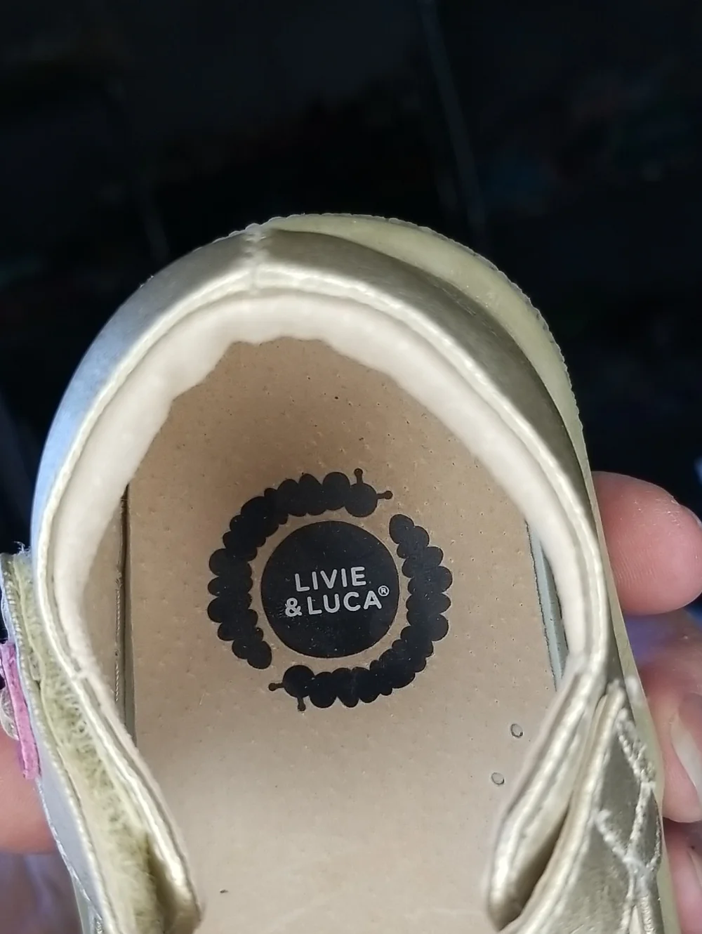 Livie & Luca Metallic Gold Leather Mary Janes with Lavender Bird Size 7 Pio Pio